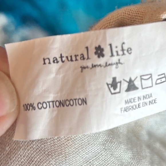 Natural Life Womens Blue Ocean Beach Wave Print Cotton Gauze Mini Dress Size M - Picture 3 of 4